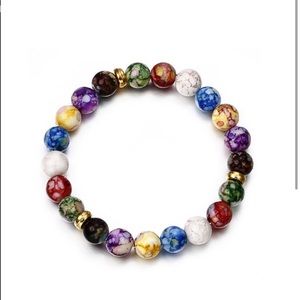 New Tumbled Stone Agate Chakra Beaded Bracelet, Chakra Stones, Healing Stones